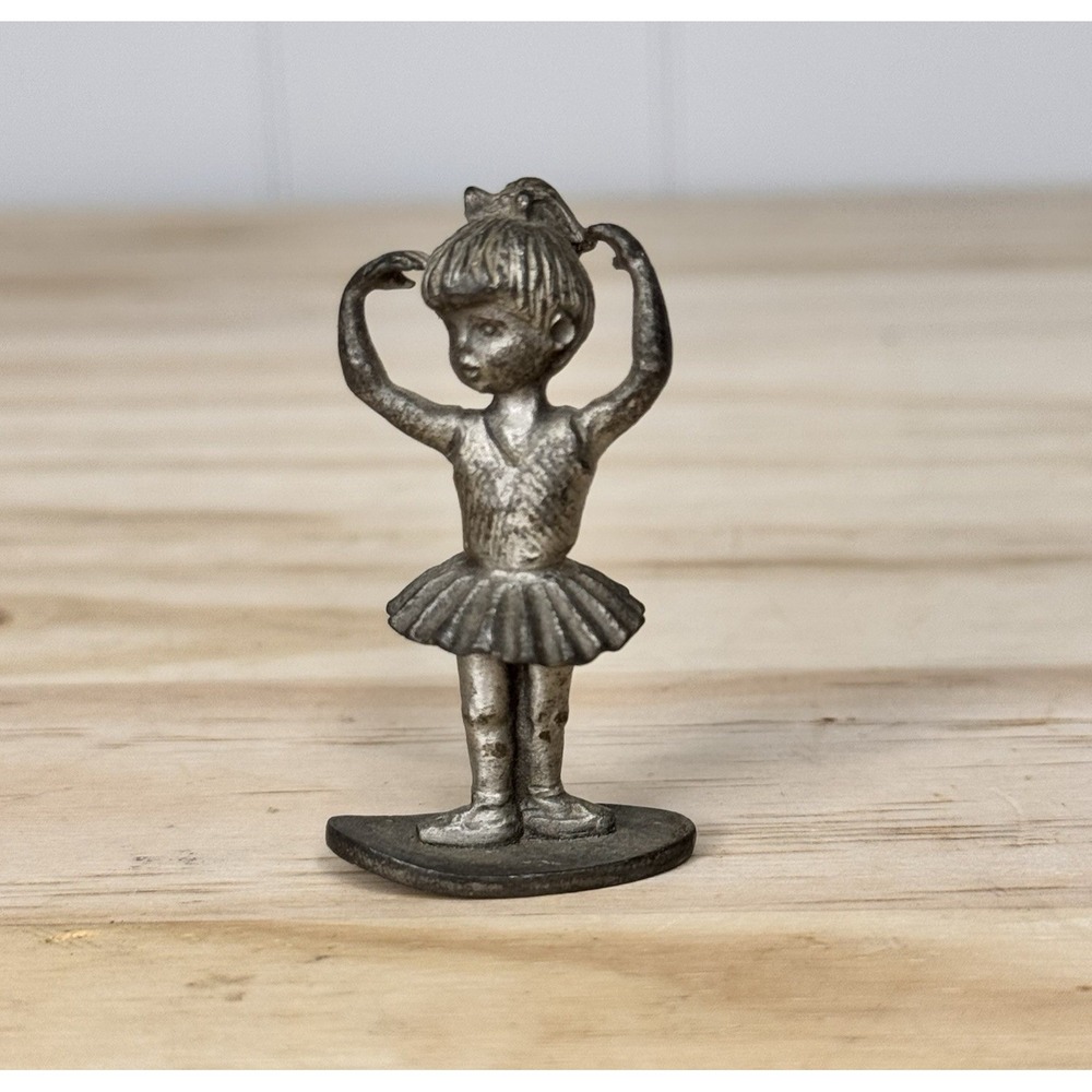 Hudson Pewter Girl Ballet Dancer Figurine #678 Ballerina‎ 2" Tall Vintage